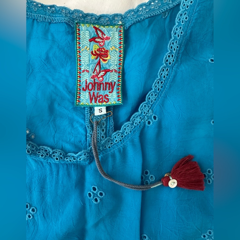 Johnny Was Teal Sleeveless Blouse - Picture 7 of 8